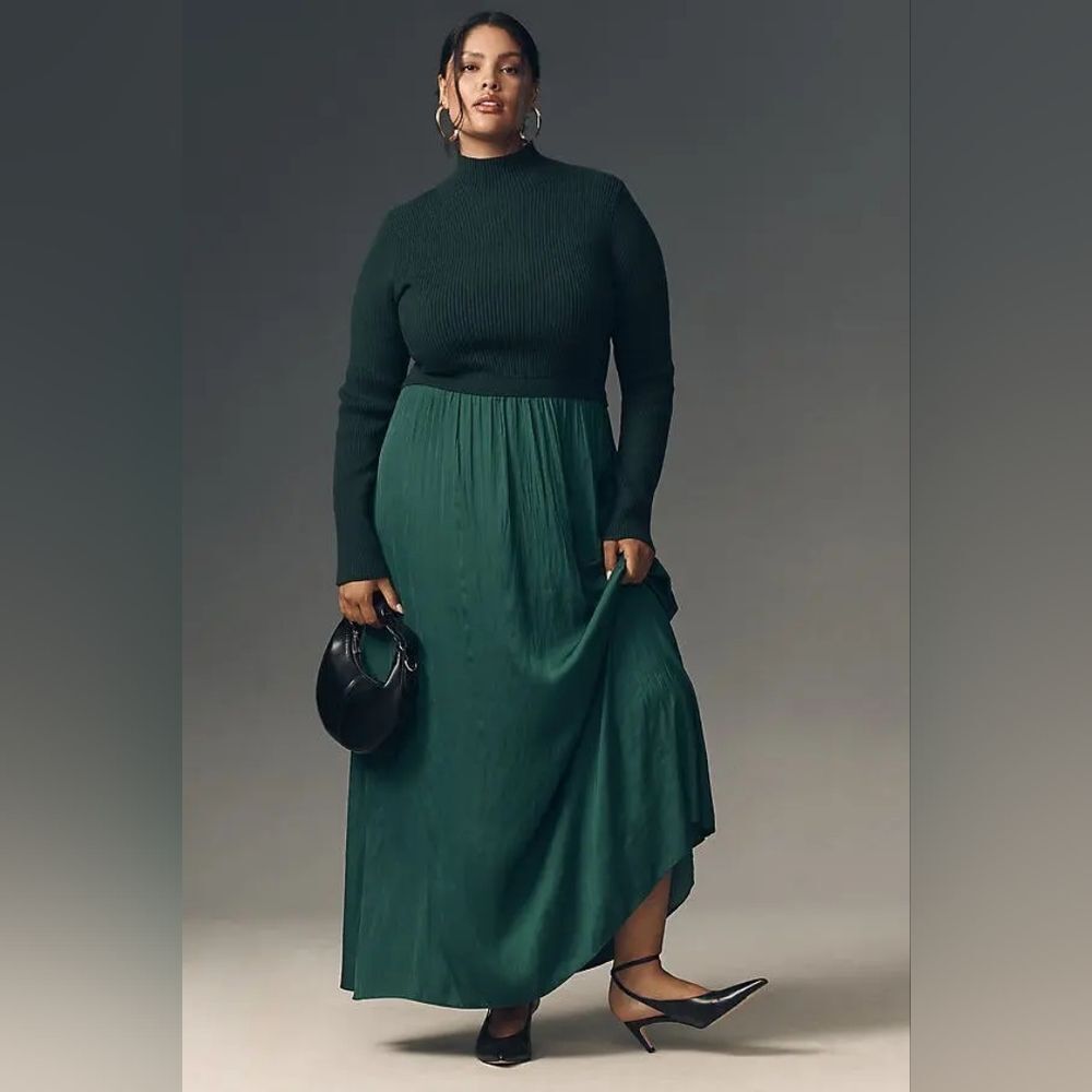Anthropologie The Thea Twofer Sweater Dress In Green Size 2X NWT